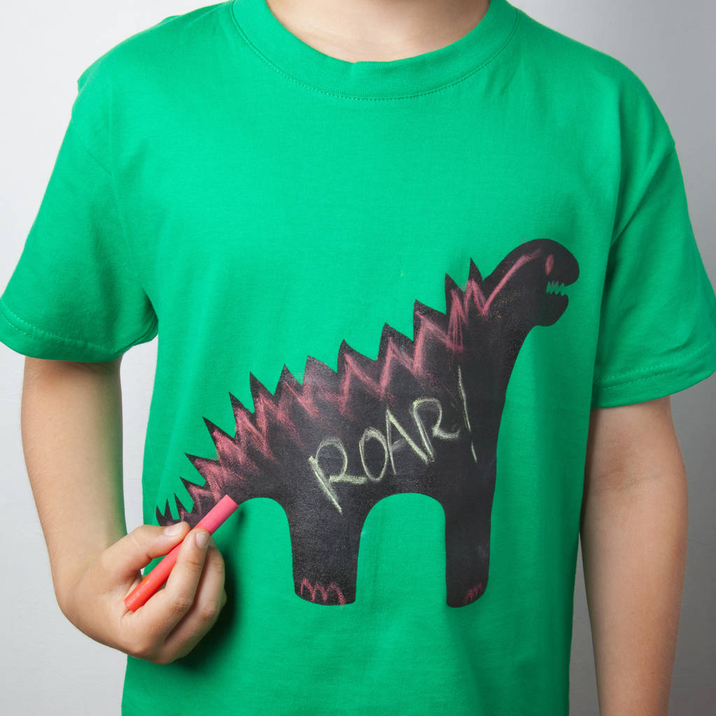 Kids Chalkboard T Shirt Dinosaur Design By Little Mashers