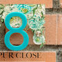 Personalised Acrylic Blue Peony House Door Number Sign, thumbnail 2 of 6