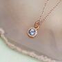 Blue Topaz Rose/Gold Plated November Birthstone Studs, thumbnail 2 of 6