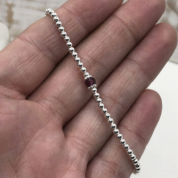 Silver Garnet Gemstone January Birthstone Bracelet, 6 of 11