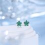 Sterling Silver Flower Cz Stud Earrings, thumbnail 5 of 12