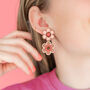 Double Flower Earrings Rose Gold, thumbnail 2 of 3