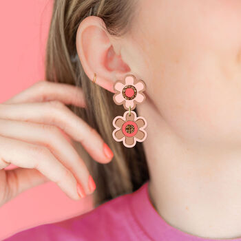 Double Flower Earrings Rose Gold, 2 of 3