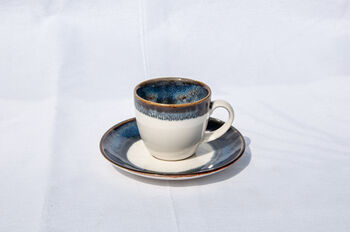 Navy Set Of Six Porcelain Espresso Cup And Saucer, 6 of 12