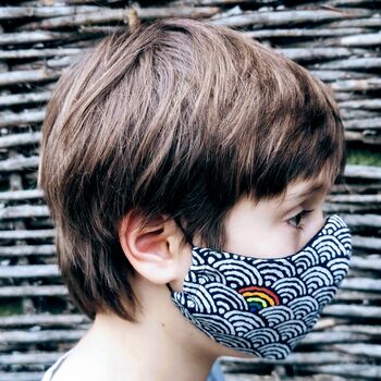 Rainbow Japanese Pattern Fabric Face Mask, 10 of 12