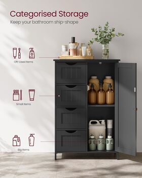 Wooden Storage Cabinet Organising Unit With Four Drawers, 3 of 9