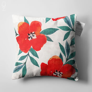 Poppy Cushion Cover With Red And Green Colours, 5 of 7