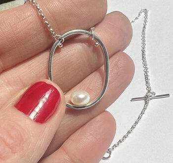 Handmade Sterling Silver Pearl Necklace, 3 of 6