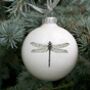 White Christmas Bauble With Dragonfly, thumbnail 1 of 5