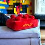 Personalised Retro Building Brick Shape Cushion Red, thumbnail 6 of 6