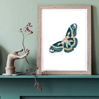 Moth White Gold Butterfly Girls Art Print, 2 of 4