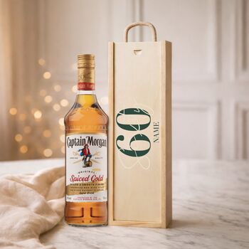 Personalised 60th Birthday Rum Gift Set With Custom Lid, 2 of 11