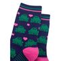 Women's Frogs Love Hearts Bamboo Socks Navy, thumbnail 3 of 4