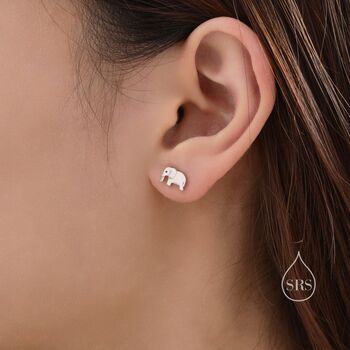 Cute Dainty Elephant Stud Earrings In Sterling Silver, 8 of 12