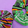 Two African Print Scrunchies | Green Kofi Print, thumbnail 1 of 6