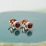 Garnet January Birthstone Gold Plated Silver Stud Earrings, thumbnail 4 of 7