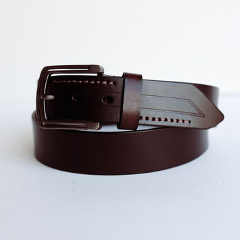 Men's Double Stitch Lines Premium Cow Leather Belt, 3 of 6