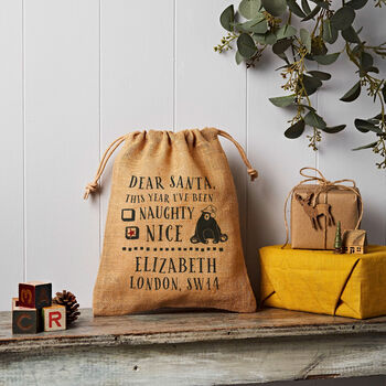 Personalised Christmas Hessian Sack Small Dear Santa, 4 of 4