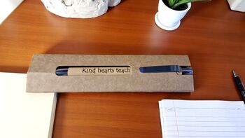 Personalised Bamboo Black Pen – Engraved Teacher, 2 of 3
