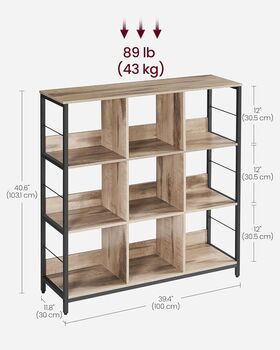 Three Tier Bookcase Display Rack Industrial Bookshelf, 11 of 12