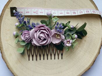 Lilac And Lavender Flower Hair Comb, 2 of 2