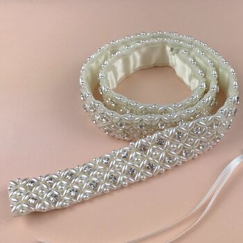 Bella Pearl And Diamante Bridal Belt Or Sash, 3 of 10