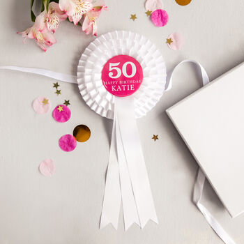 50th Birthday Personalised Rosette For Her, 3 of 3