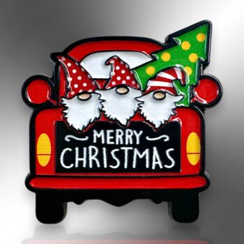 Merry Christmas Truck With Santa Claus And Tree Enamel Pin Badge Brooch, 3 of 8