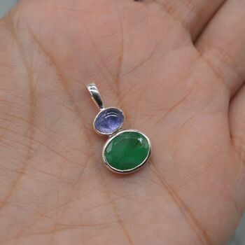 Emerald Tanzanite Pendant: May December Birthstone, 7 of 10