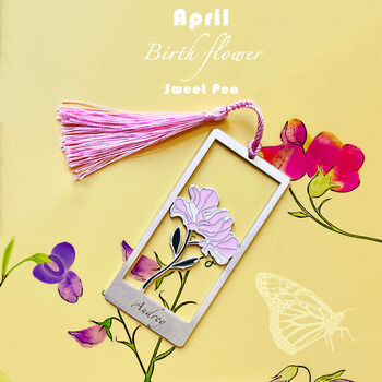 Birth Flower Hand Enamelled Bookmark With Engraved Name, 6 of 12