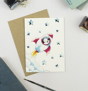 Space Rocket Birthday Card, 2 of 3