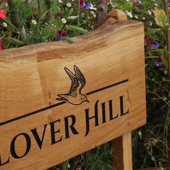 Engraved Live Edge Oak Plaque On Two 1m Posts, 9 of 12