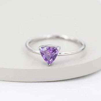 Genuine Amethyst Purple Trillion Cut Ring, 2 of 9