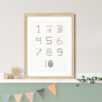 Boho Numbers Print Pink And Sage Green, 2 of 4