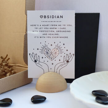 Polished Black Obsidian Heart With Poem Card, 3 of 5