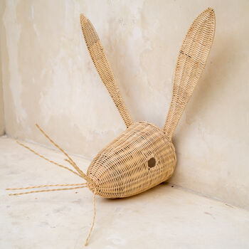 Handwoven Rattan Bunny Wall Sculpture, 3 of 4