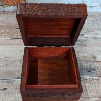 Floral Carved Wooden Jewellery Box, 7 of 8