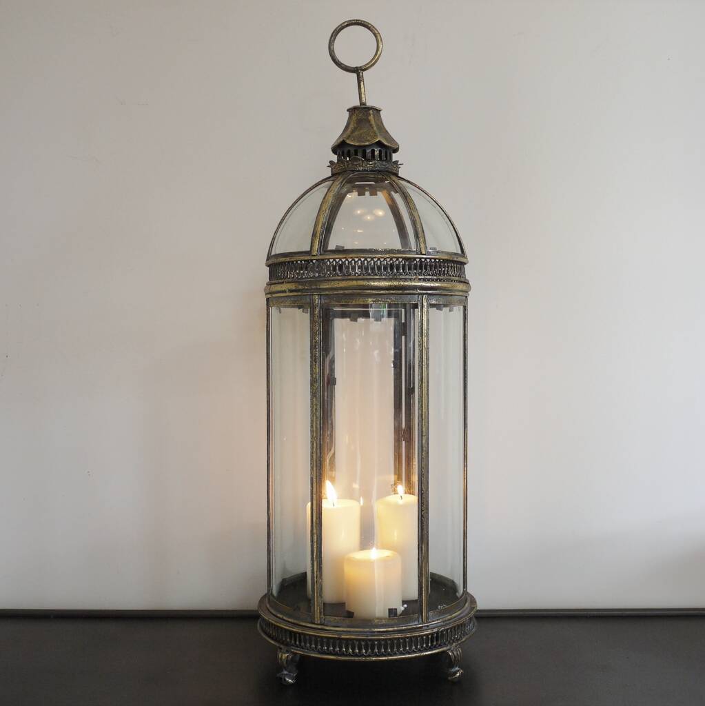 Antique Gold Moroccan Large Candle Lantern, 1 of 3