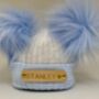 Baby Blue And White Striped Newborn Pom Pom Baby Hat, thumbnail 3 of 7