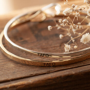 Fafo Brass Bangle, Strength And Courage Gift, Divorce Gift, Gift For Friend, 3 of 12