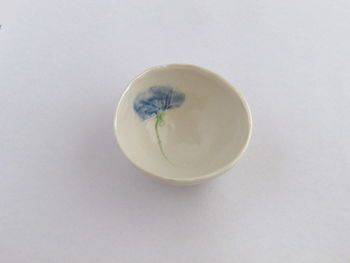Small Porcelain Bowl Pressed With Blue Flower, 5 of 6