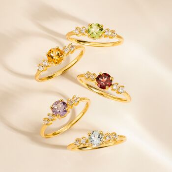 Sky Blue Topaz Five Stone Ring In Sterling Silver And Gold, 9 of 12