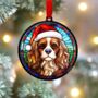 Cavalier King Charles Spaniel In Santa Hat Suncatcher Decoration, thumbnail 3 of 6