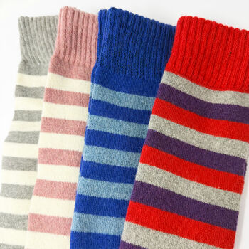 Personalised Birthday Stripy Welly Socks With Gold Foil Label, 5 of 10