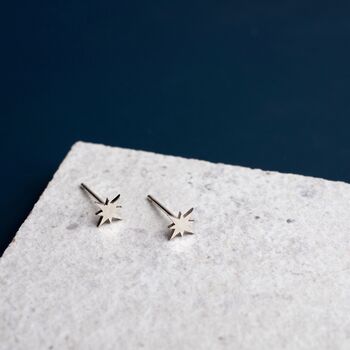 Sterling Silver Starburst Stud Earrings, 5 of 8
