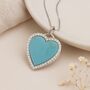 Personalised Silver Turquoise Heart Pendant With Cz Halo, thumbnail 1 of 7