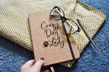 Personalised 'Crazy Dog Lady' Cork Notebook, 2 of 5