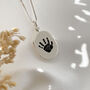 Sterling Silver Engraved Handprint Oval Locket Necklace, thumbnail 2 of 9