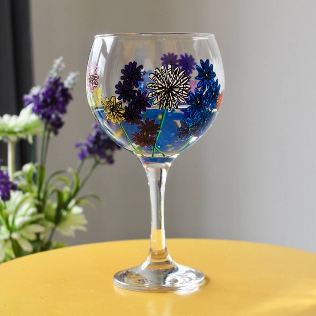 Wildflower Hand Painted Gin Glass, 1 of 8