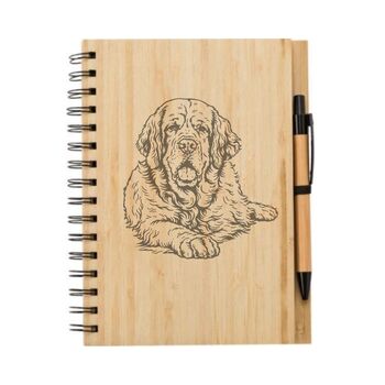 Personalised Clumber Spaniel Face Illustration Engraved Notebook, 2 of 2